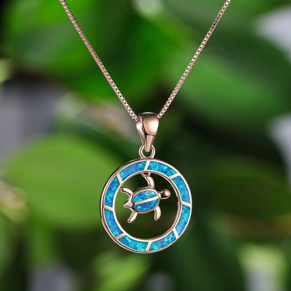 

new opal circle tortoise necklace all-match fashion, Silver