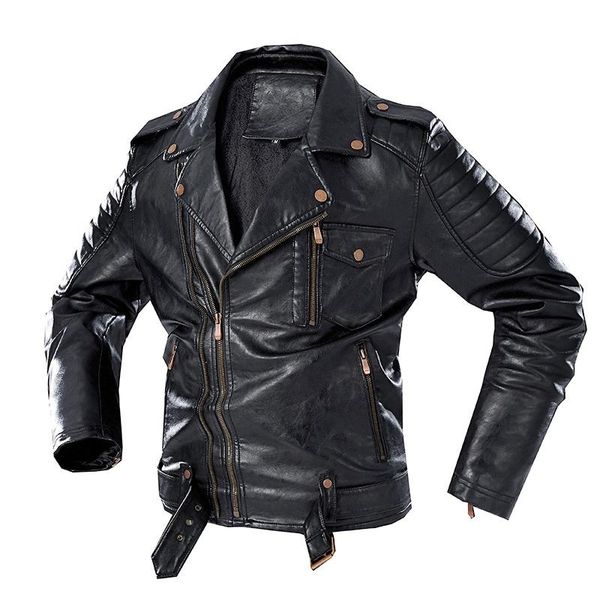 

new brand jacket punk multi design style motorcycle biker leather jacket men fashion vintage leather coat male bomber 4xl, Black
