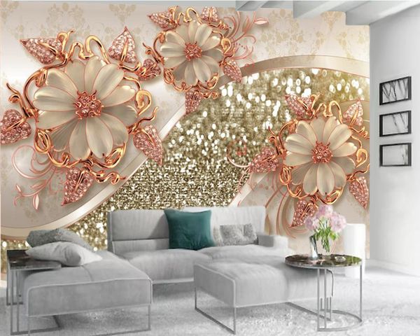 

luxury diamond 3d flower wallpaper classic 3d wallpaper romantic flower decorative silk 3d mural wallpaper