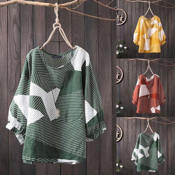 

zanzea womens blouse female casual lantern sleeve shirt printed loose tunic blusa feminina oversized ladies work office, White
