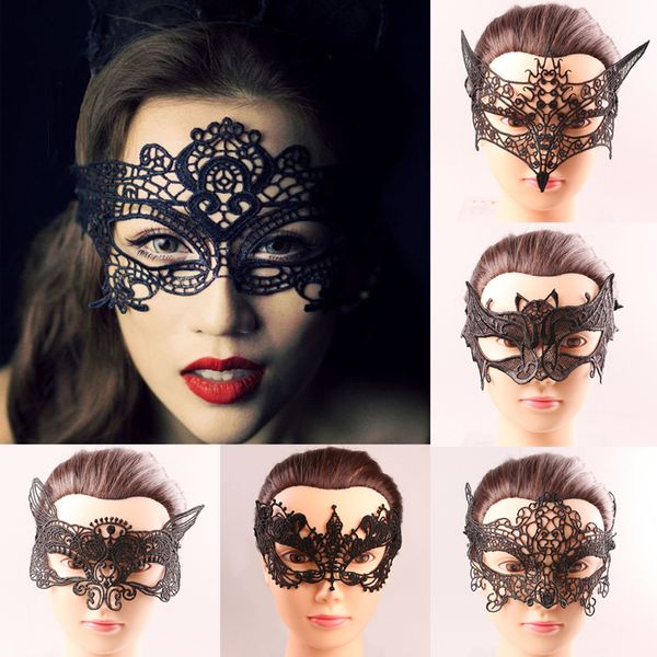 Rose Design Lace Black Halloween Eye Mask
