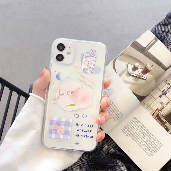 

for peach 12 is suitable meimu 11pro max mini xs xr mobile phone case 7 / se female 8plus silicone transparent edge ultra thin