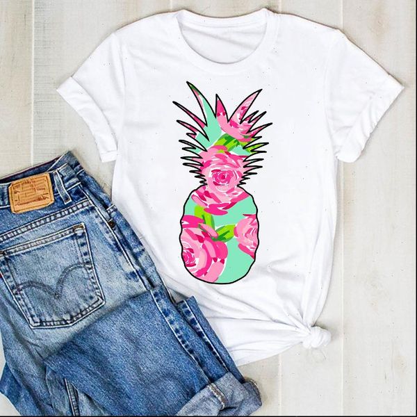 

women pineapple tumblr kawaii flower floral beach ladies summer t tee tshirt womens female shirt clothes graphic t shirt, White