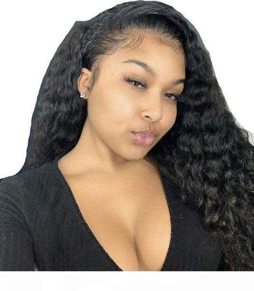 

deep wave lace frontal wig pre plucked with baby hair remy brazilian 13x6 lace front wig straight lace front human hair wig, Black;brown