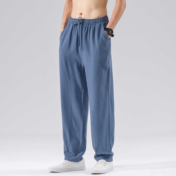 

2020 new spring and autumn linen casual pants for men, Black