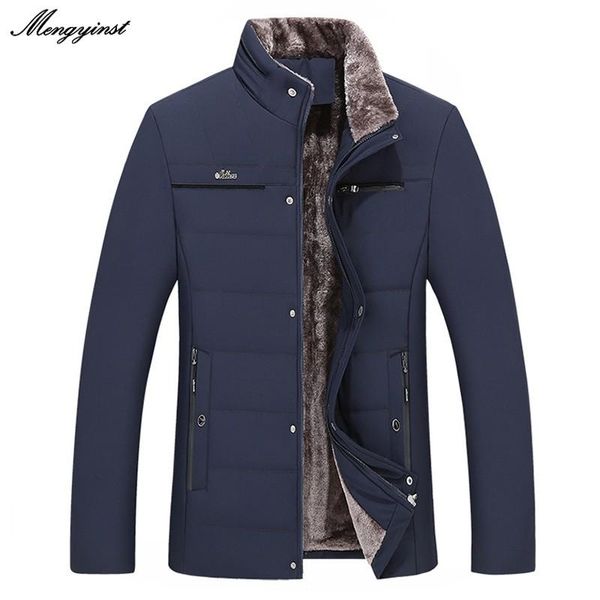 

men's down & parkas winer thicken warm jacket for men 2021 middle-aged dad business casual plus velvet cotton padded coats male outwear, Black