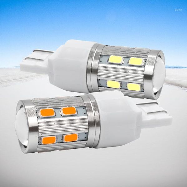 

emergency lights 2pcs t20 7443 w21/5w super bright 16 smd 5630 5730 led car tail bulb 21/5w brake auto daytime running lamps red amber 12v1