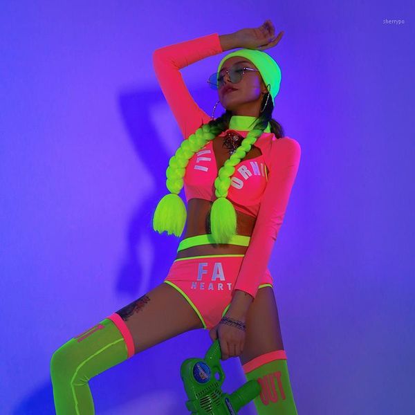 

nightclub jazz dance clothes beyonce dj female singer performance clothing fluorescent bikini sets stage outfit dl63291, Black;red