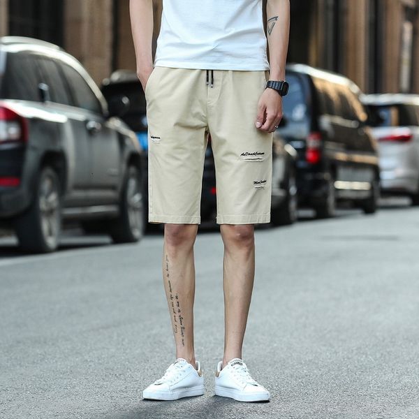 

korean wear men's shorts 2019 summer leisure large size 5-point loose hole beach pants thin, White;black
