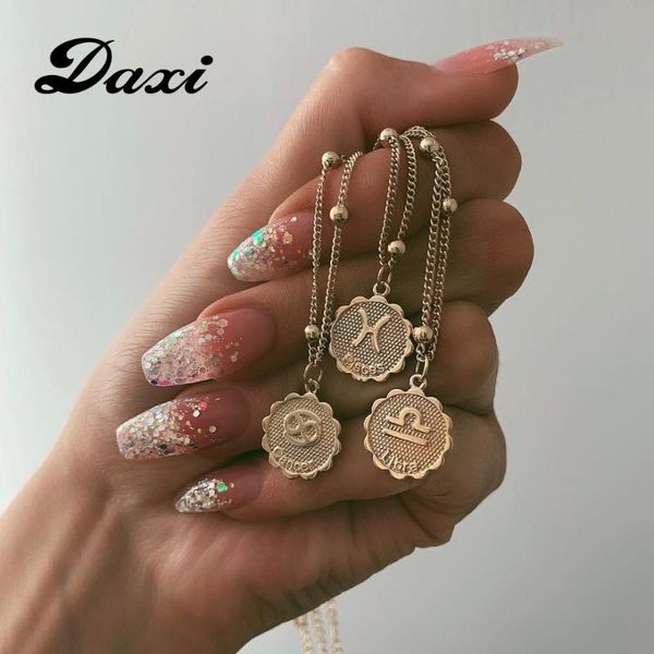 

daxi twelve constellations coin necklace statement copper leo pendant necklace women jewelry twelve horoscope clavicle chain, Silver