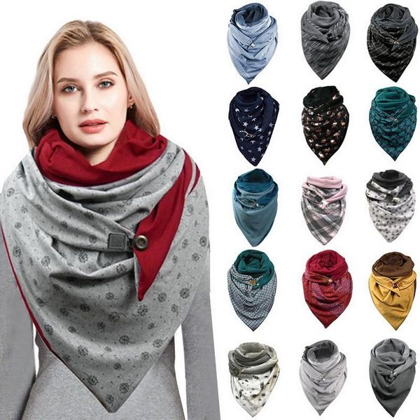 

scarves 2021 fashion winter scarf for women soild printing button soft wrap casual warm shawls, Blue;gray