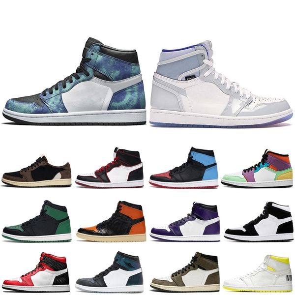 

tie dye 1 1s men basketball shoes shattered bred court purple unc twist chicago satin snake men sport trainers sneakers 5.5-12