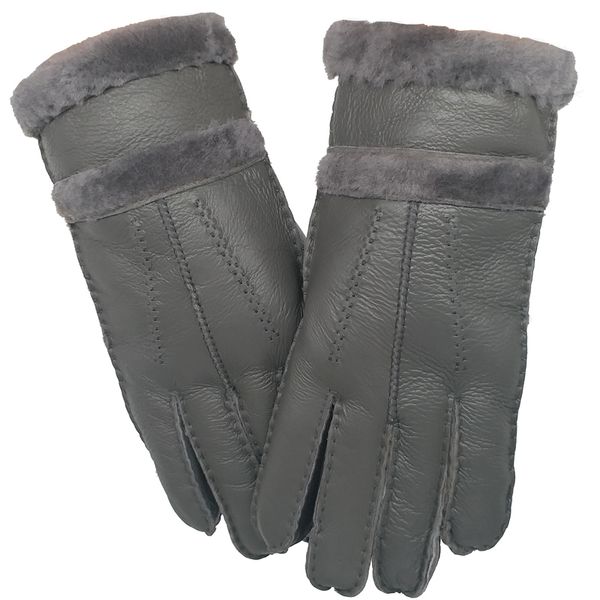 

men's leather gloves thickened fur in autumn and winter