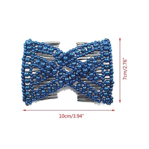 

women pearl beads elastic hair combs double slide magic bun diy hairstyle making tool metal novelty hair clip acc jllyyo, Silver
