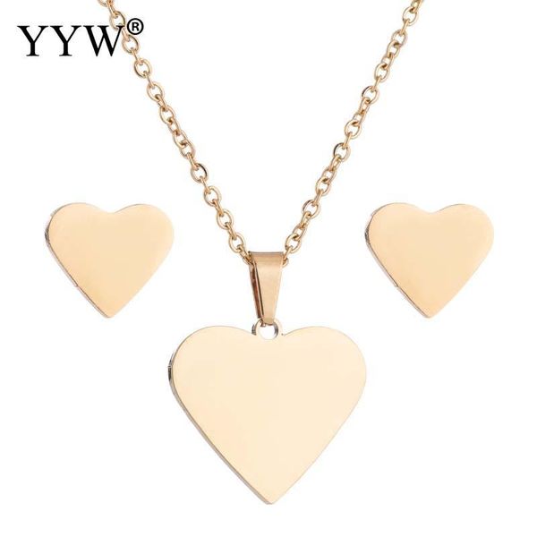 

гладкие сердца мода ювелирные изделия набор женские ожерелье и серьги-гвоздики корейский стиль украшения любовника романтический день рожден, Silver