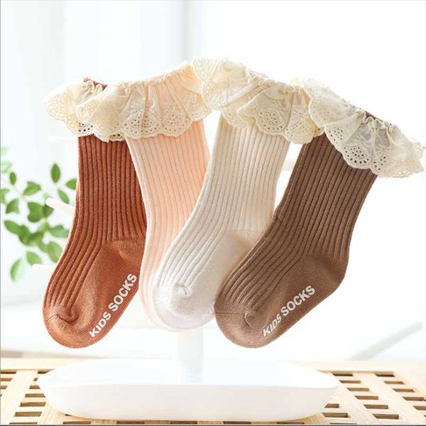 

baby socks new kids toddlers girls knee high long soft cotton lace baby children socks girl 0 to 3 years, Pink;yellow