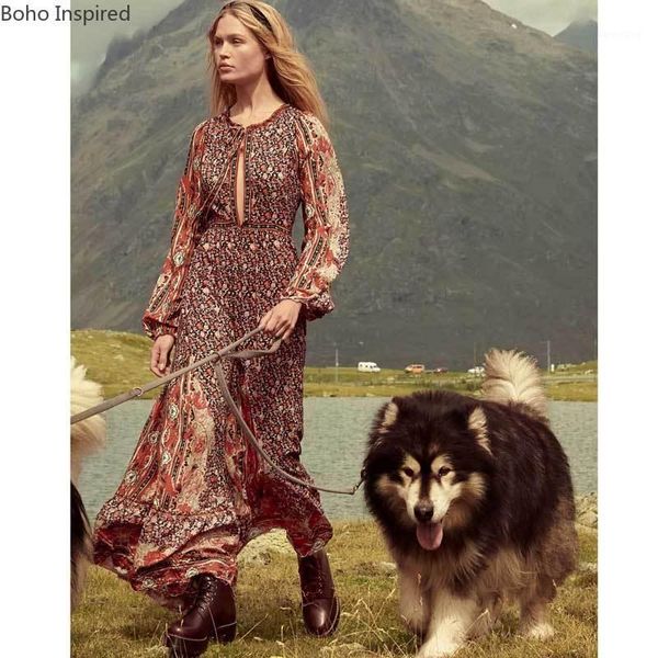 

boho inspired russian red long boho dress dress v-neck cotton long sleeve spring summer for women chic female1, Black;gray