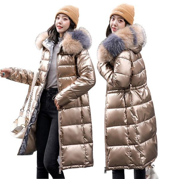 

2020 new -30 degrees hooded fur collar thickened women lengthened winter parkas jacket lj201127, Black