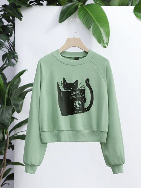 

x tobefonseca cartoon graphic raglan sleeve sweatshirt v68f#, White;black