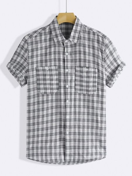 

men plaid dual pocket shirt without tee m8zw#, White;black