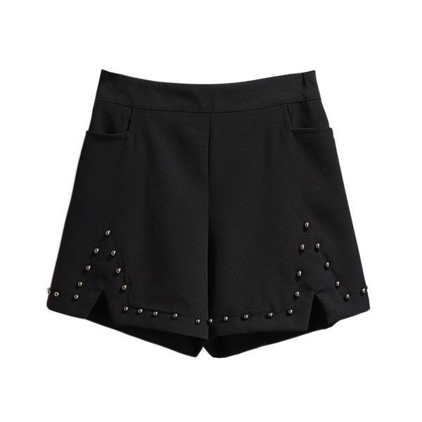 

2020 spring summer plus size for women large casual loose elastic waist wide leg rivet thin shorts black 4xl 5xl 6xl 7xl y200512, White;black