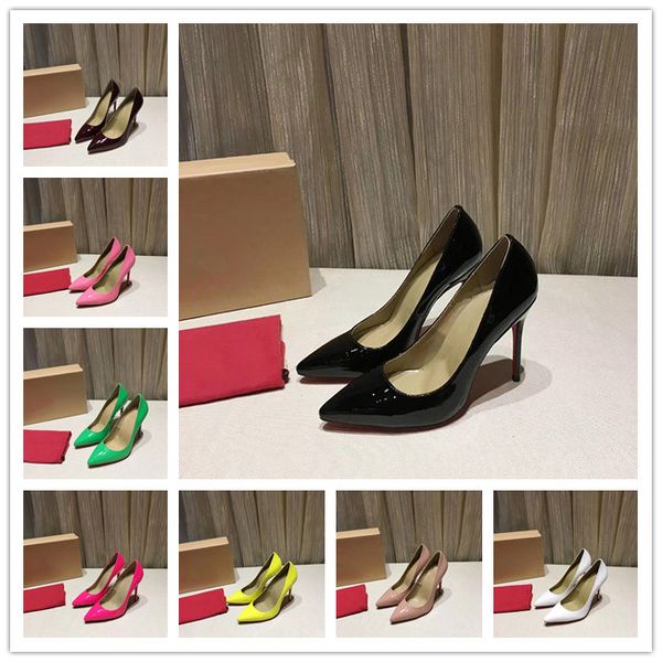 

fashion women high heels platform pumps black patent leather pointy toe wedding party shoes luxury women dress shoe size34-42with box