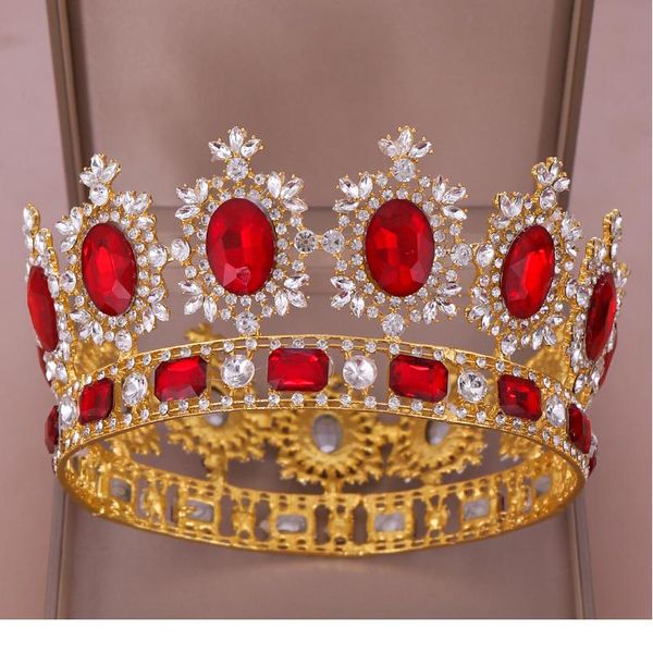 

роскошный красный хрустальный горный хрусталь большая свадьба свадьба свадьбы с свадьбой и коронки для свадебной диадемы, пагинцами, Slivery;golden