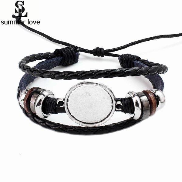 

w771bracelet cabochon for handmade women multilayer leather men 20mm diy p glass base bezel tray blank charm bracele
