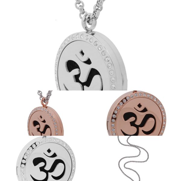 

steel rhiestone aromatherapy om pendant necklace stainlesstsix