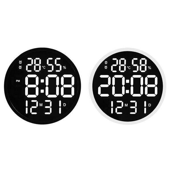 

led wall clock luminous large clock mute digital temperature and humidity electronic living room decoration