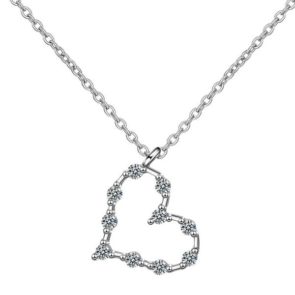 

fashion jewelry zircon women pendant necklace heart geometric charm clavicle chains collar, Silver