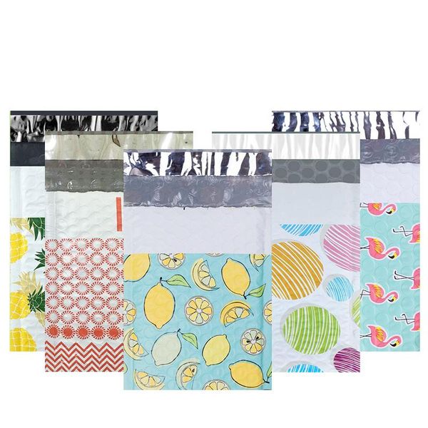

10pcs 120x180mm printed plastic bubble mailer mix pattern poly bubble envelope wrap bag