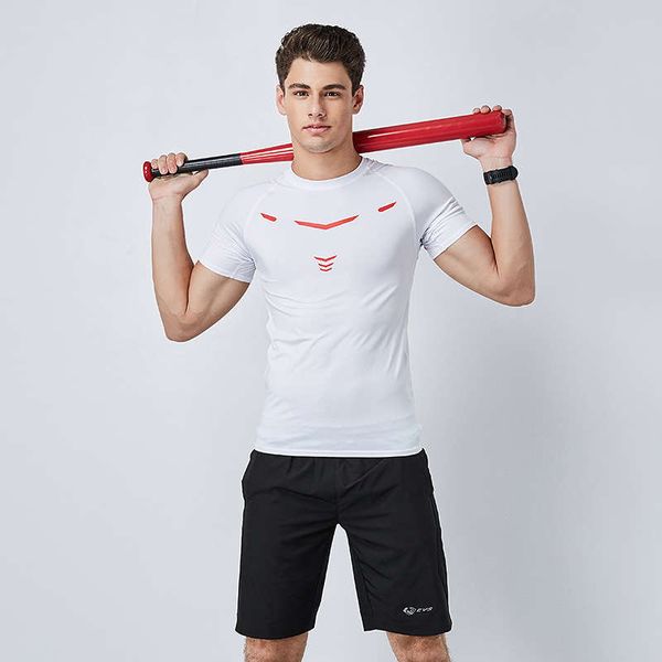 

summer sports men's running training suit gym short sleeve two piece quick dry loose casual shorts, Gray