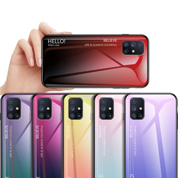 

tempered glass phone case colorful gradient mobile phone shell for samsung galaxy m51