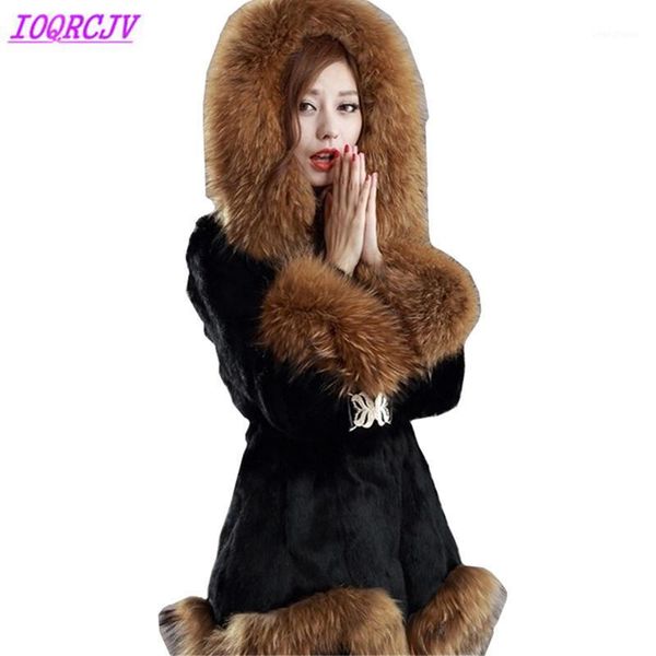 

faux fur jackets women 2020 autumn and winter hair fur coat thick hooded collar plus size coats ioqrcjv h3801, Black