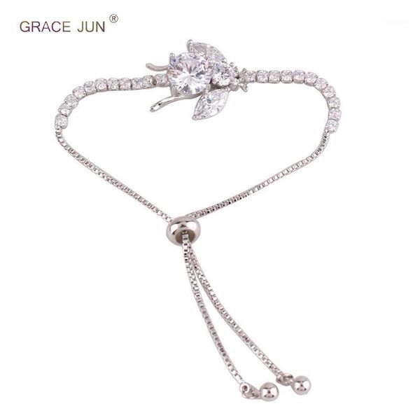 

grace jun trendy inlay big cubic zircon bee shape adjustable chain bracelet&bangle elegant bridal wedding charm accessory1, Black
