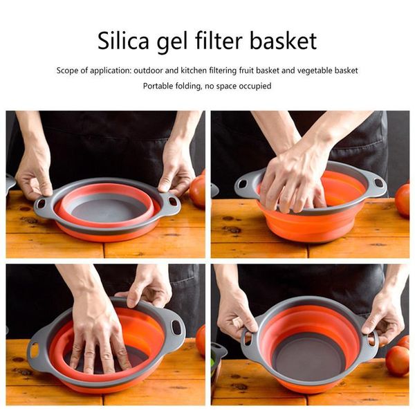 

retractable sile dishwashing drain basket four colors optional round size folding sile washing basket frui bbyoel