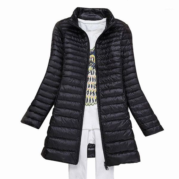 

women ultra light down jacket autumn winter white duck down parkas warm slim coat plus size medium long warm outerwear qh12651, Black