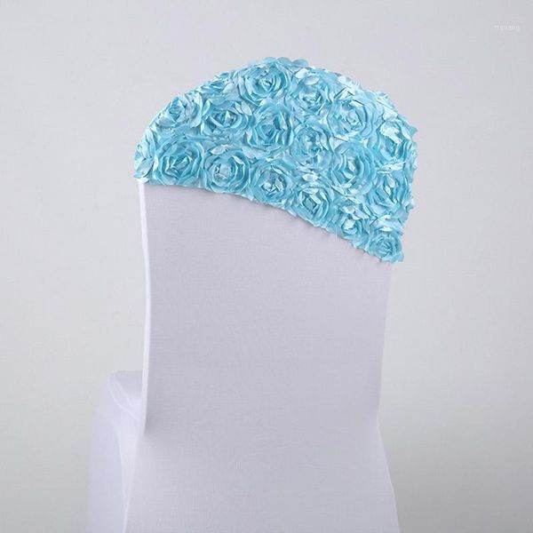 

rosette chair cover fashion creative luxury weddings party chairs lycra embroider satin chair cap covers1