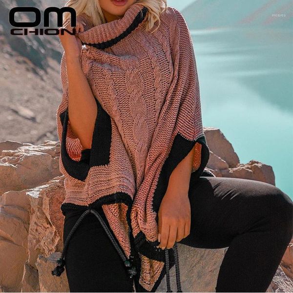 

omchion winter cloak 2019 autumn winter turtleneck knitted lace up twist sweater women casual pullover oversized jumper lmy1991, Black