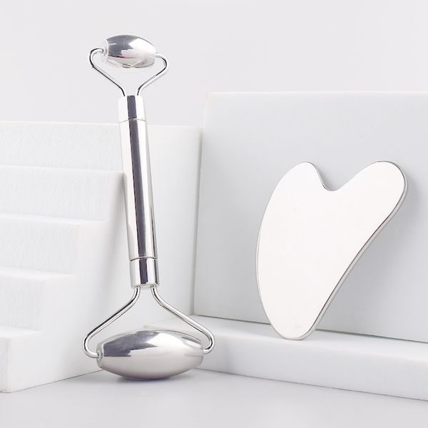 

new arrival stainless steel double head face roller massage neck eye facial slimming beauty health face care massager