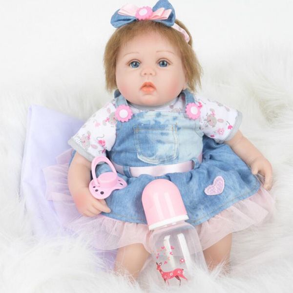 18'' Silikon Baby Reborn Puppen Sammlung Neugeborenen Puppe Spielzeug Gekleidet in Schönes Kleid Lebensechte Puppe Reborn Baby Geschenk Für Kinder heißer Verkauf