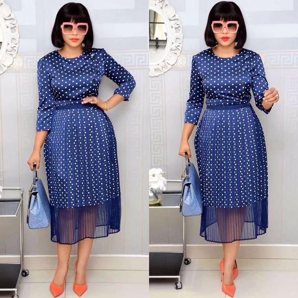 

1m wholesale women clothing polka dot spliced gauze dress can private custom label if and only if meet our minimum requirement, White