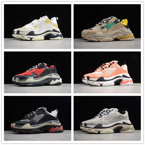 

paris 17fw triple s clear sole sneakers walking mens women casual shoes all white black pink green gret rainbow sports outdoor old dad shoe