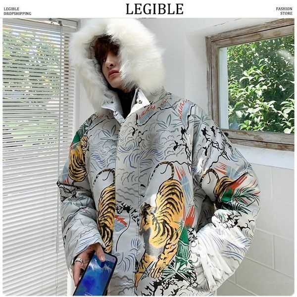 

vogue men embroidered jacquard lamb fur jackets parkas men fur collar thicken warm coat jacket male nice winter parka1, Black