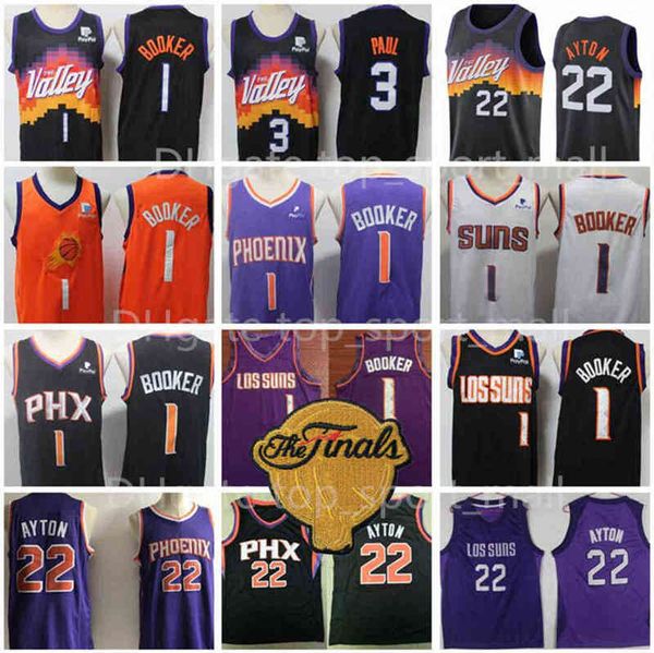 

the finals patch basketball valley devin booker jersey 1 chris paul jerseys 3 deandre ayton black white purple orange men stitched good