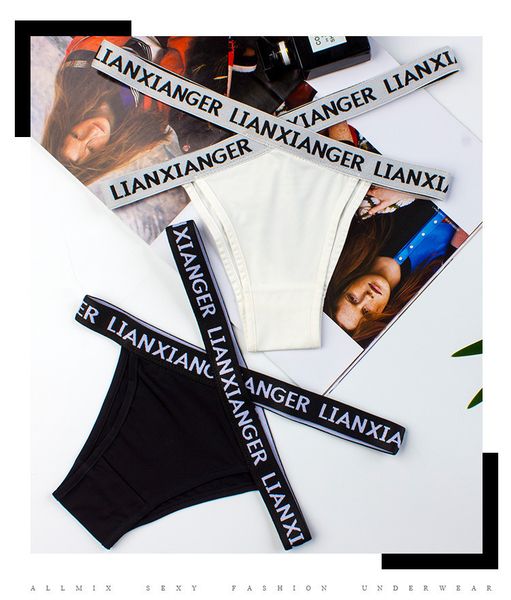 

women's fun letter crossed with ice silk underwear seamless low waist briefs t-shaped pants, Black;pink