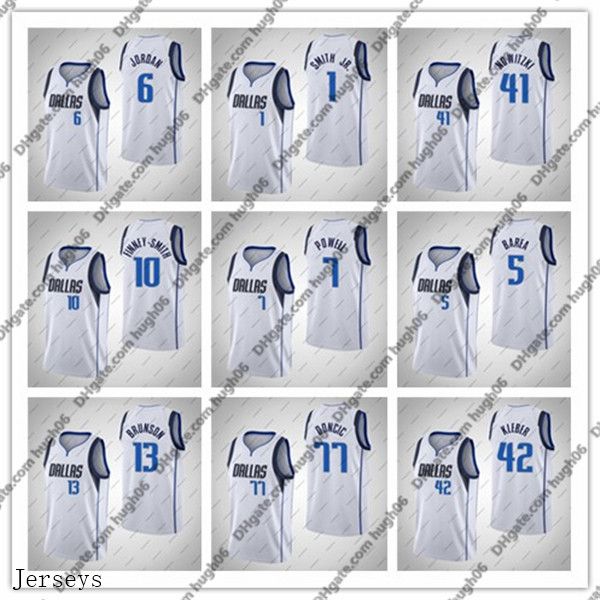 

мужчины маверикс даллас doncic 41 nowitzki 1 smith 6 porzingis white basketball jersey luka dirk kristaps ассоциация джерси, Black