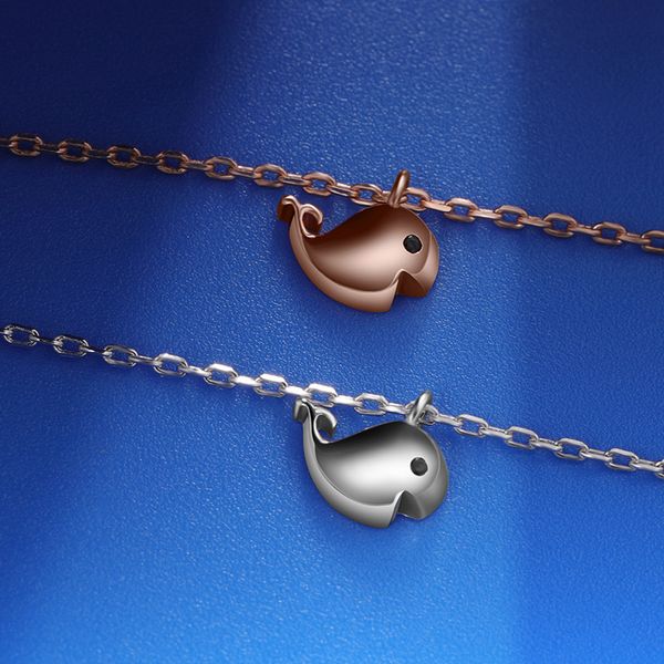 

new real s925 whale pendant jewelry large zircon necklace pendants set chain fashion accessories jewel women q1209, Bronze;silver