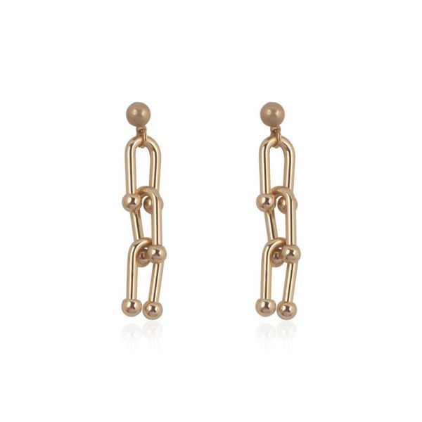 

Fashion simple metal long chain earrings pendant suitable for women fashion u-shaped earrings party gifts, Golden;silver